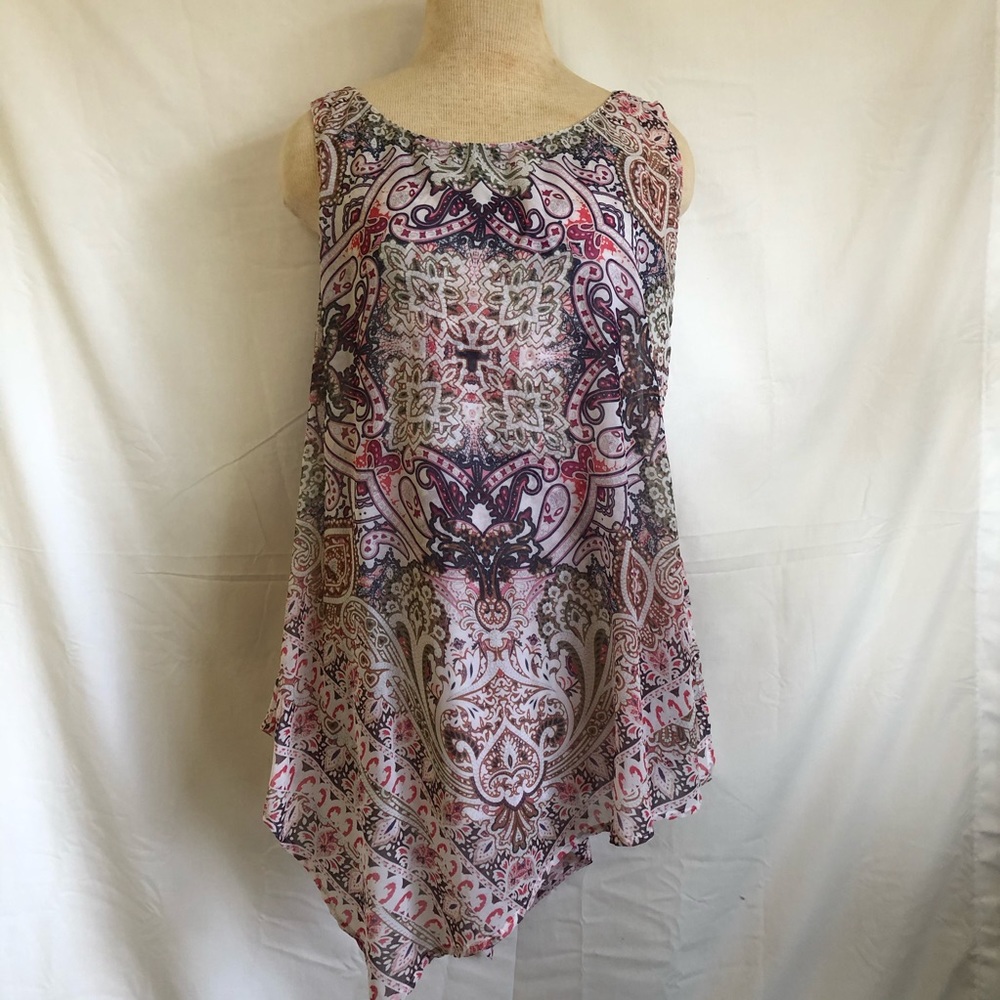 Unity World Wear BOHO style sleeveless top sz Lg